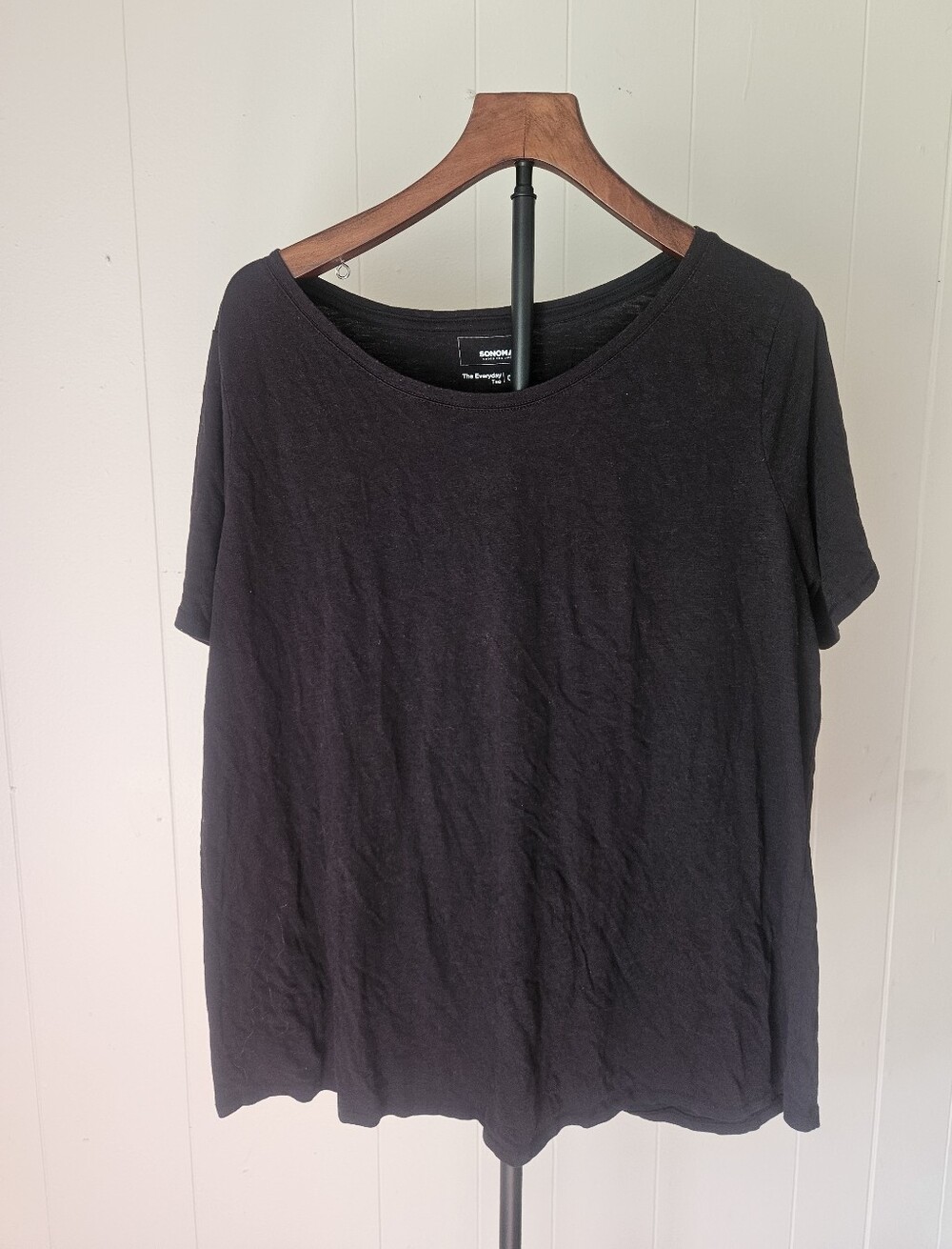 Sonoma Black Short Sleeve Scoop Neck Tee Size 0X